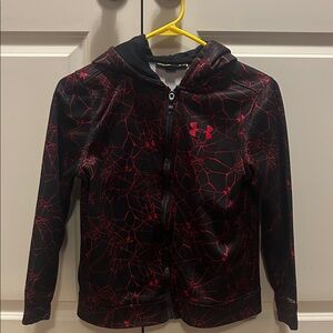 Under Armour Black Full Zip Hoodie with Red Pattern